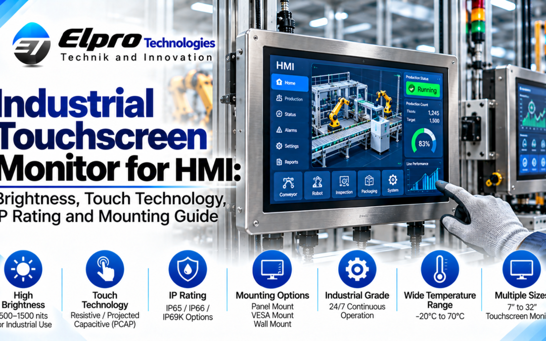 Industrial Touchscreen Monitor for HMI: Brightness, Touch Technology, IP Rating and Mounting Guide