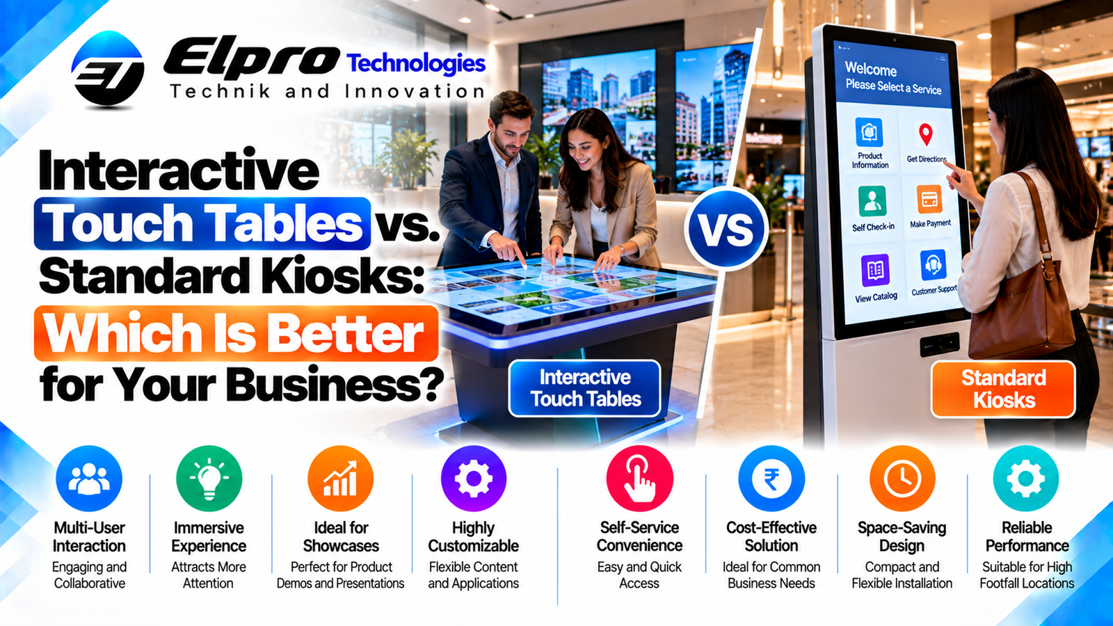 Interactive Touch Tables vs. Standard Kiosks: Which Is Better for Your Business? - Elpro Technologies