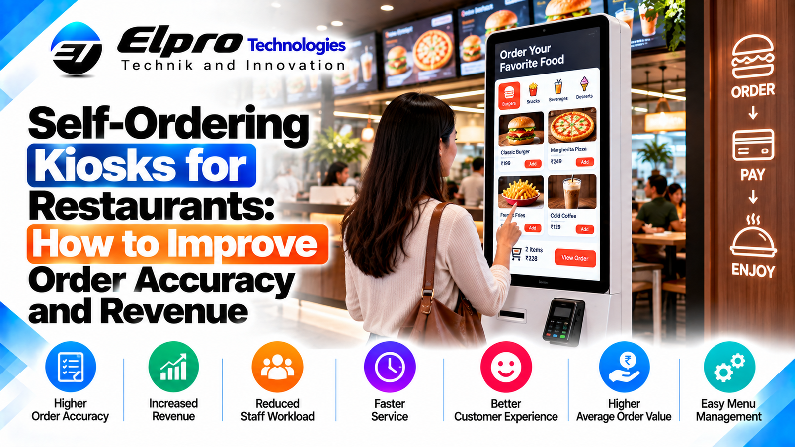 Self-Ordering Kiosks for Restaurants: How to Improve Order Accuracy and Revenue - Elpro Technologies