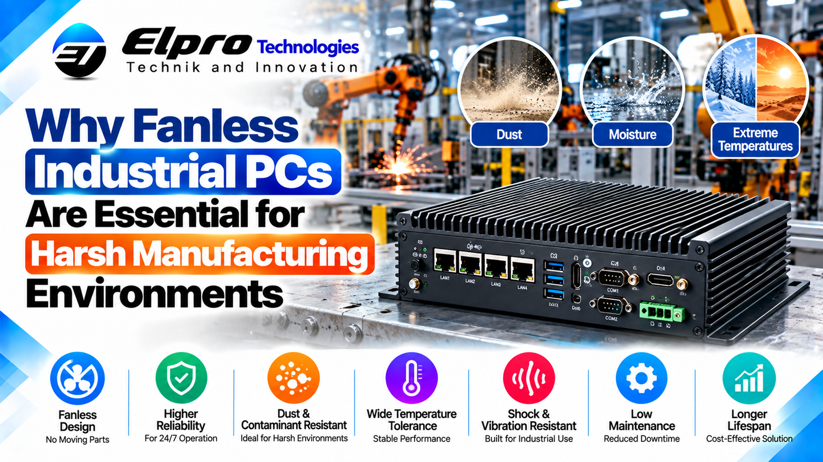 Why Fanless Industrial PCs Are Essential for Harsh Manufacturing Environments - Elpro Technologies