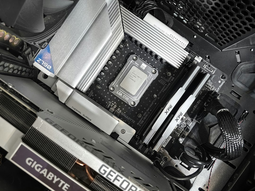 Computer cooling fan and internal components illustrating thermal management