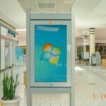 Digital information kiosk display in a public indoor environment