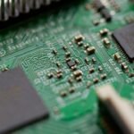 Close-up of computer electronics representing industrial network connectivity