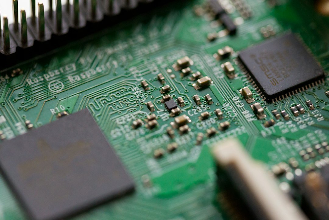 Close-up of computer electronics representing industrial network connectivity