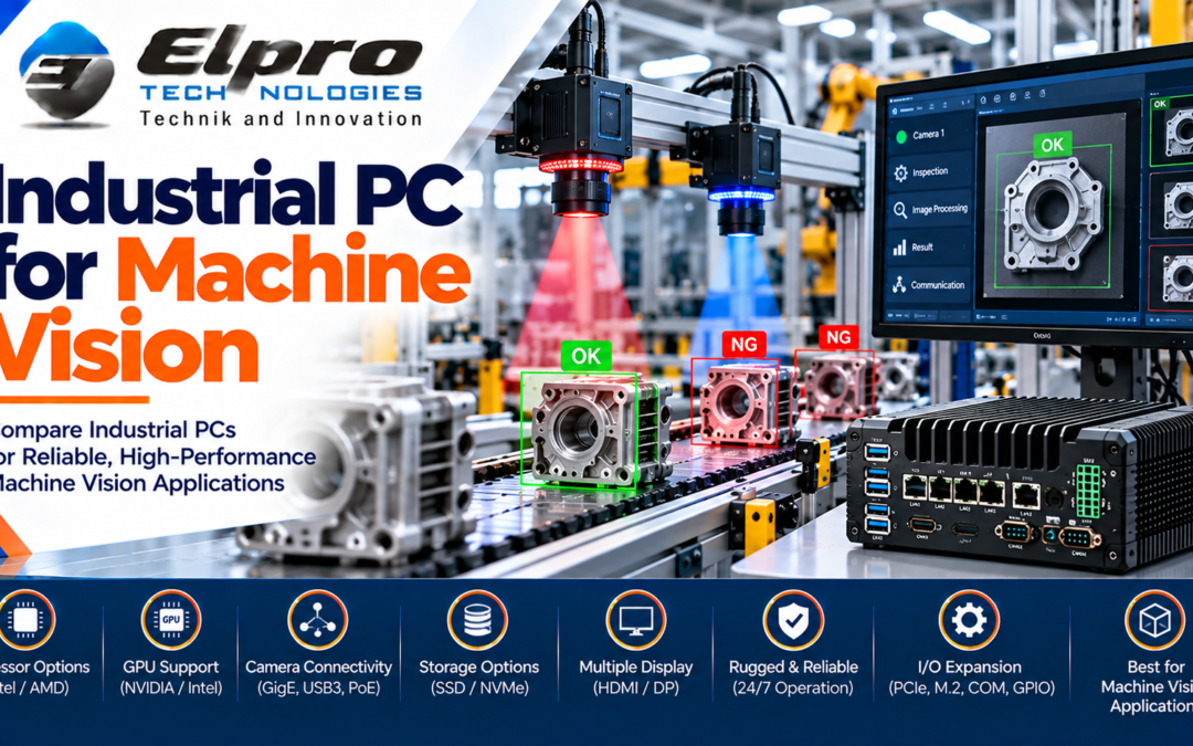 Industrial PC for Machine Vision Comparison: Elpro Technologies vs Advantech vs AAEON — CPU/GPU, Camera I/O, PCIe, PoE, Storage and Thermal Design