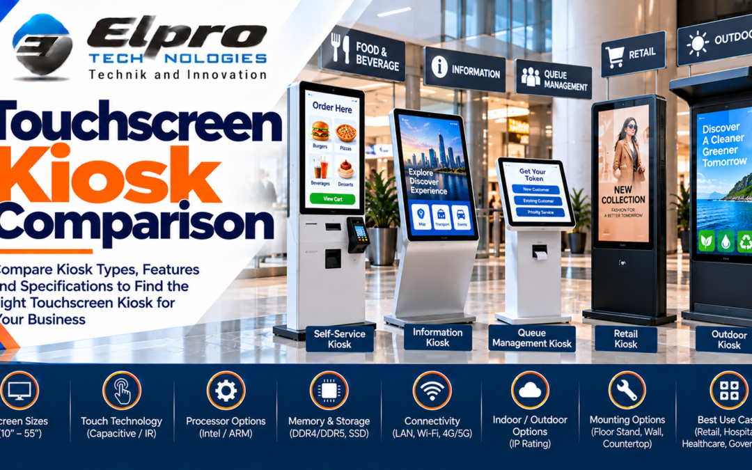 Touchscreen Kiosk Comparison for India: Elpro Technologies vs Industrial PC-Based Kiosk Platforms — Touch, Enclosure, Peripherals, Payments, Software and Service