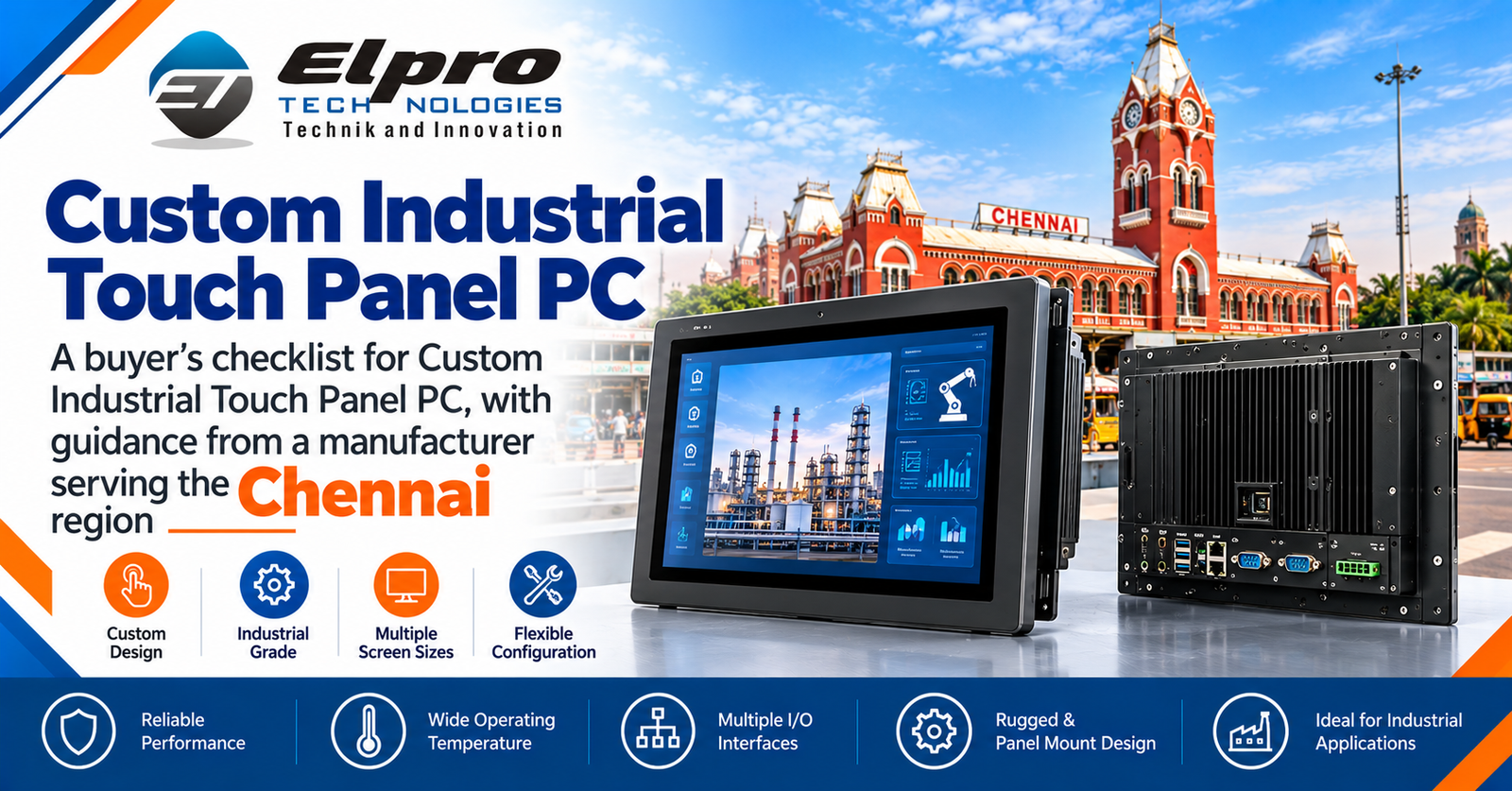 Custom industrial touch panel PC banner for Chennai projects