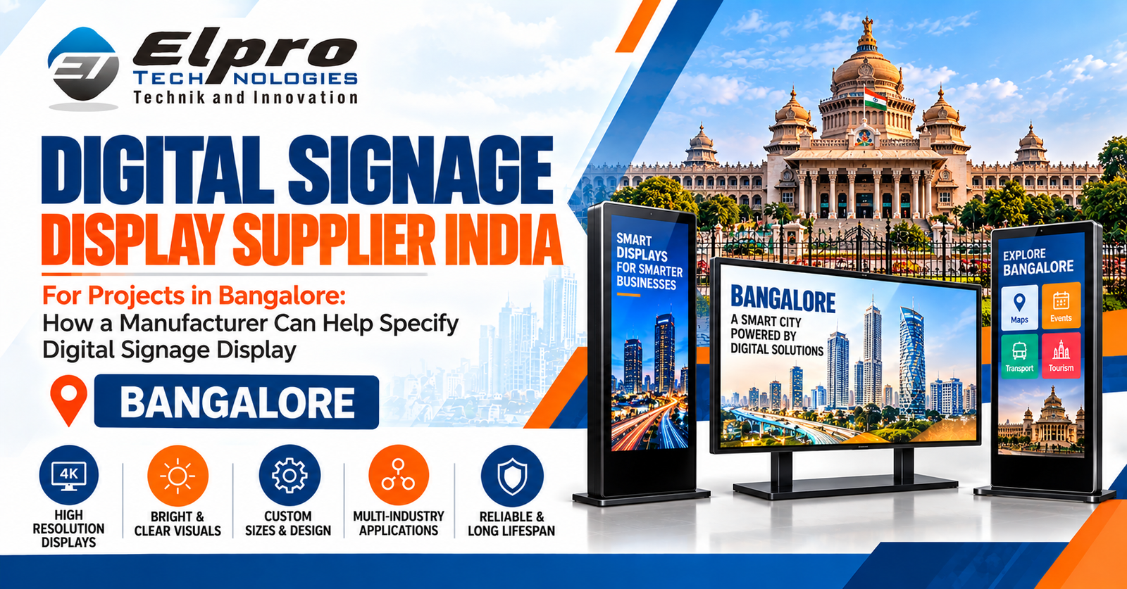 Elpro Technologies digital signage display banner for Chennai projects