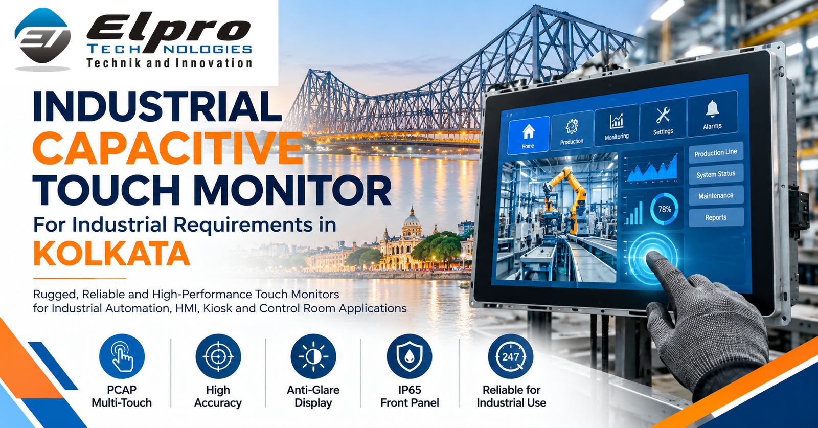 Elpro Technologies industrial capacitive touch monitor supplier – kolkata, featuring the official uploaded Elpro Technologies logo