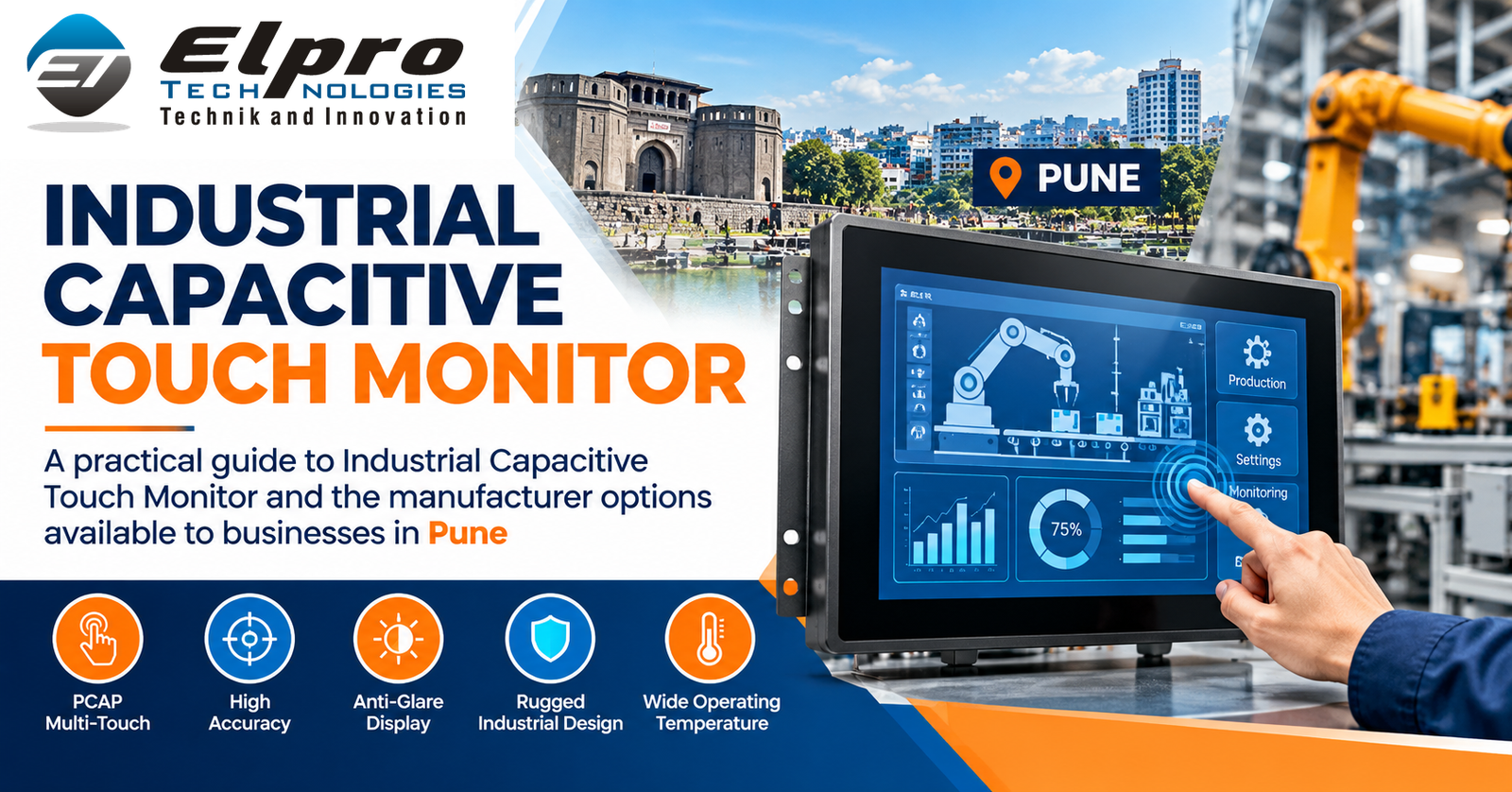 Elpro Technologies industrial capacitive touch monitor supplier – pune, featuring the official uploaded Elpro Technologies logo