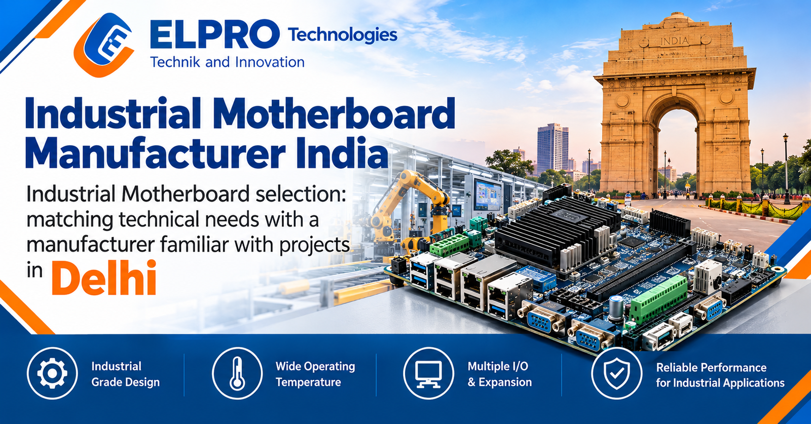 Elpro Technologies industrial motherboard selection banner for Delhi projects